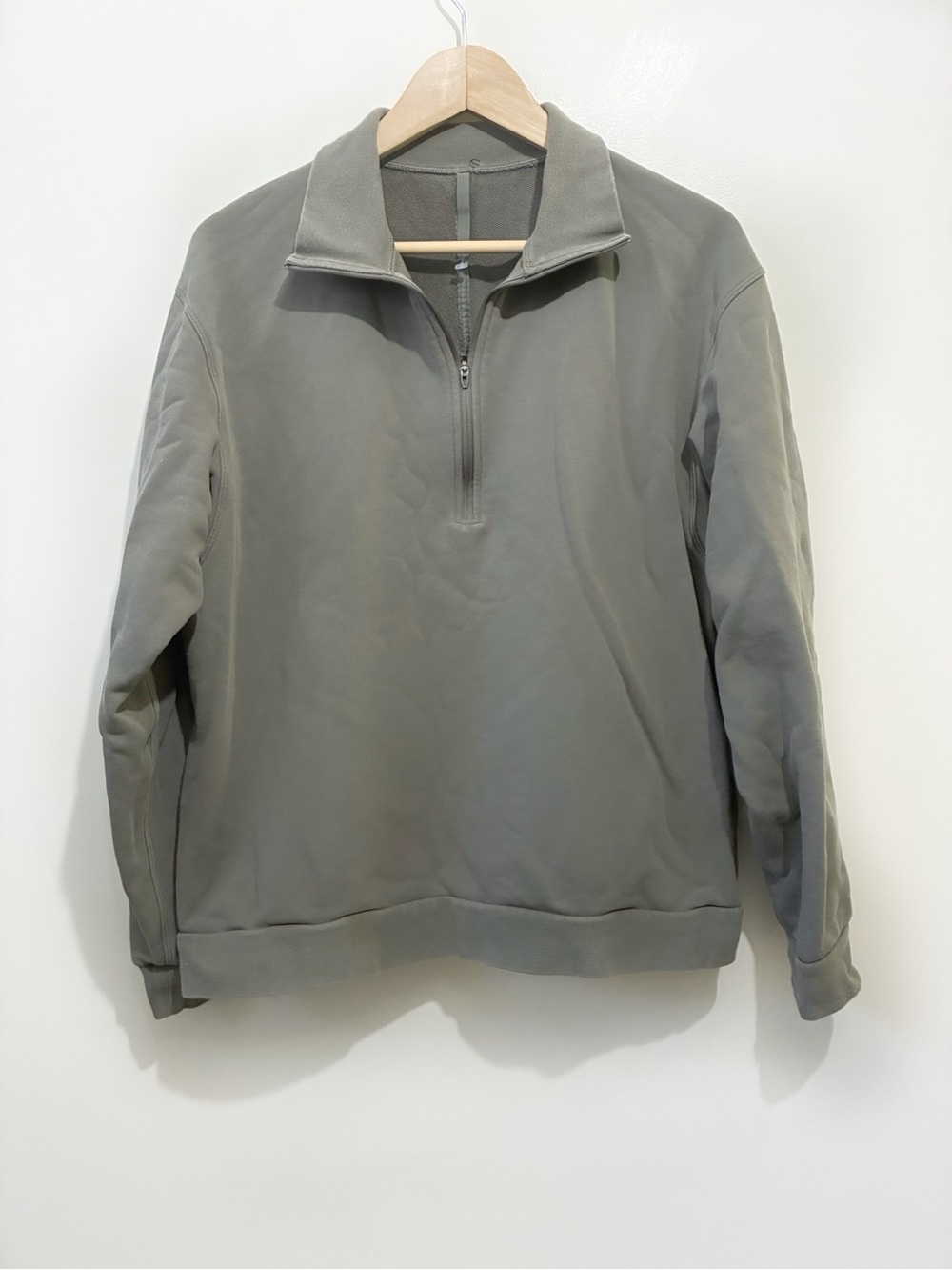 Lululemon French Terry Oversized Half Zip Size Large Taupe Olive Green